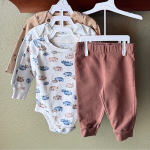Carter's 9mo 3-Piece Bear Print Long-Sleeve Bodysuit & Pant Set